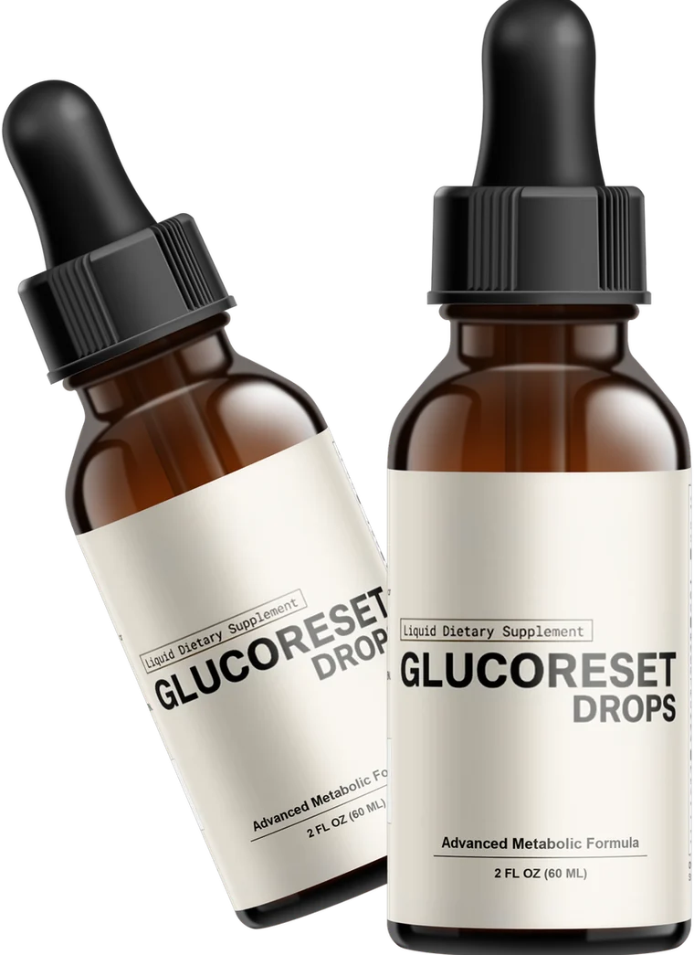 Two bottles of GlucoReset Drops